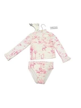 Janie and Jack Kid's Pink and White Swimsuit-one-piece
